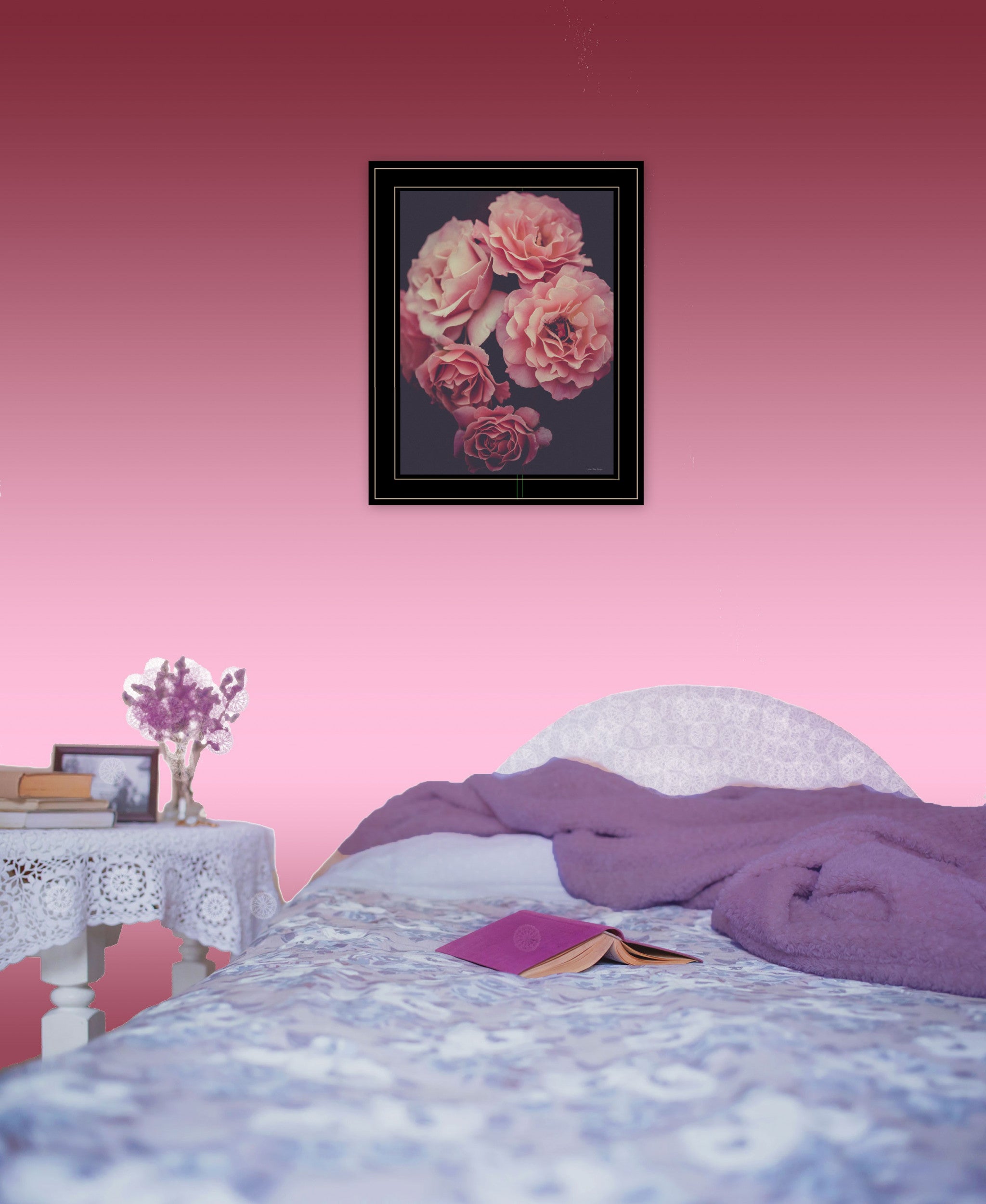 Dreamy Rose 2 Black Framed Print Wall Art-4