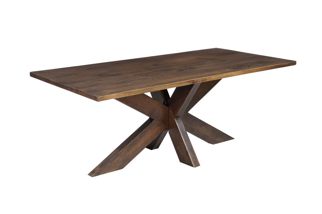 Seven Piece Brown Solid Wood Dining Set with Six Chairs-0