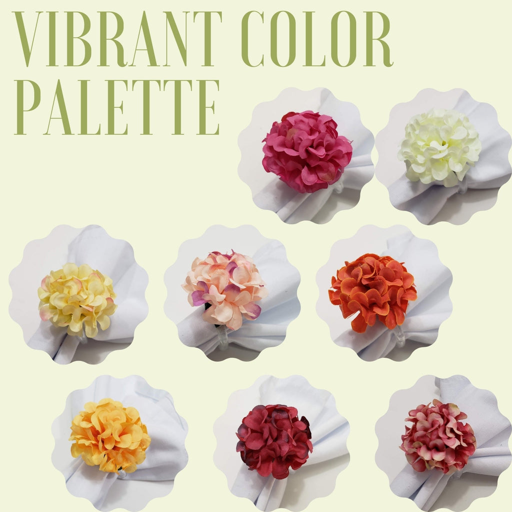 Charlo's Set of 4 Off White Flower Chrysanthemum Charm Napkin Rings for dining table decor-4