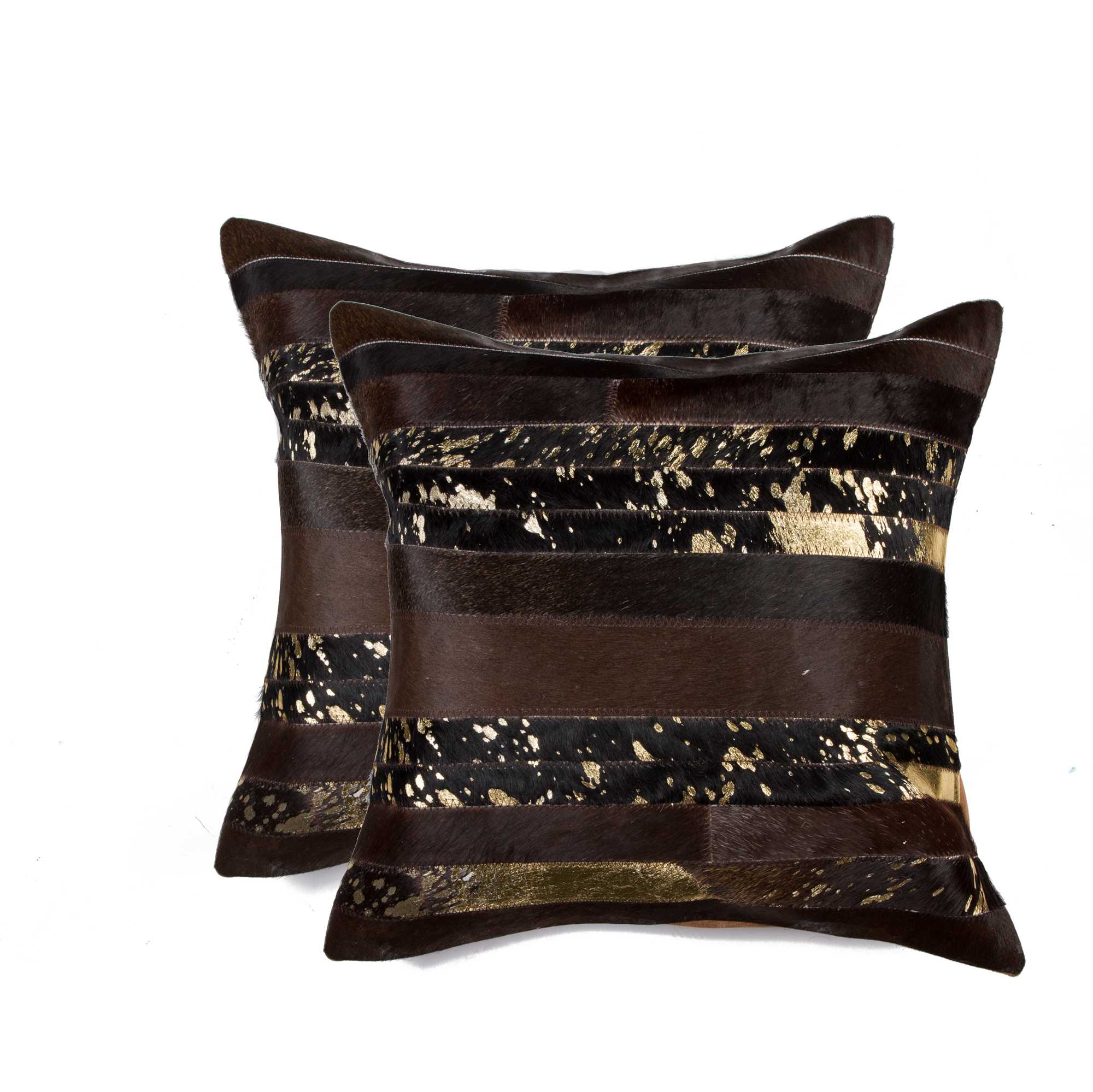 Set of Two 18" Chocolate Cowhide Throw Pillows-1