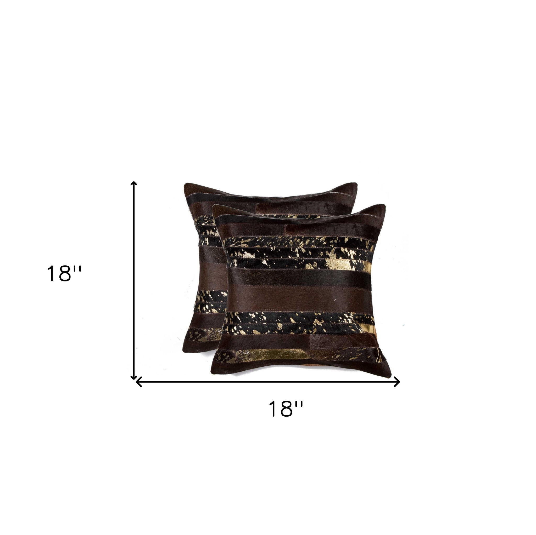 Set of Two 18" Chocolate Cowhide Throw Pillows-4