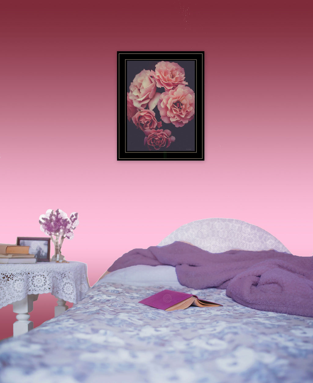 Dreamy Rose 2 Black Framed Print Wall Art-4