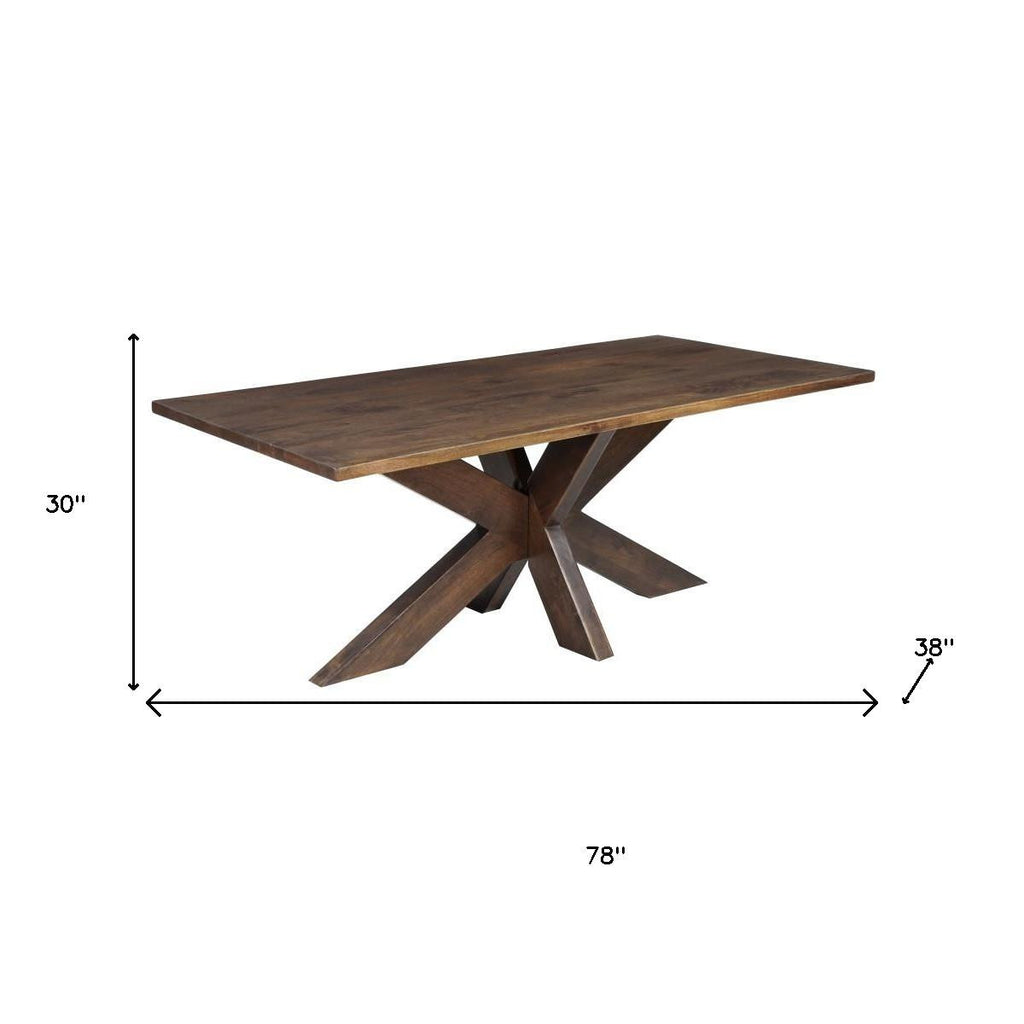 Seven Piece Brown Solid Wood Dining Set with Six Chairs-7