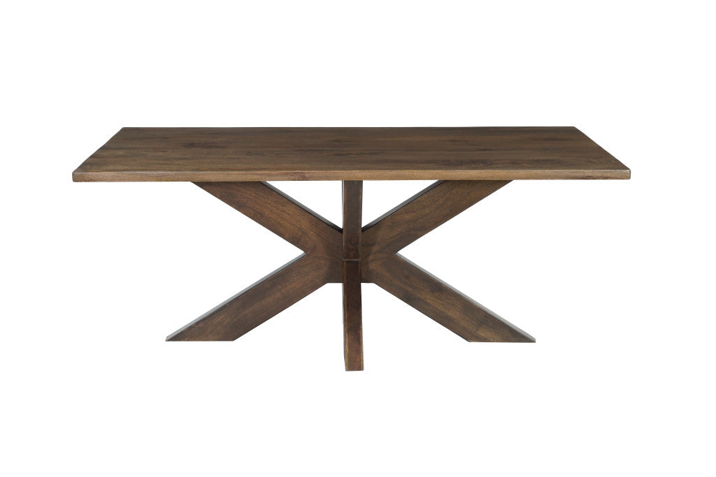 Seven Piece Brown Solid Wood Dining Set with Six Chairs-1