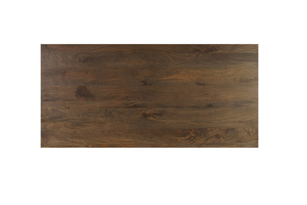 Seven Piece Brown Solid Wood Dining Set with Six Chairs-2