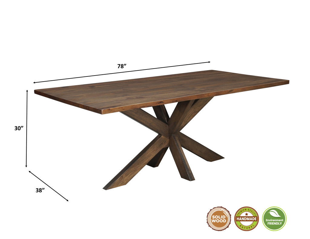 Seven Piece Brown Solid Wood Dining Set with Six Chairs-8