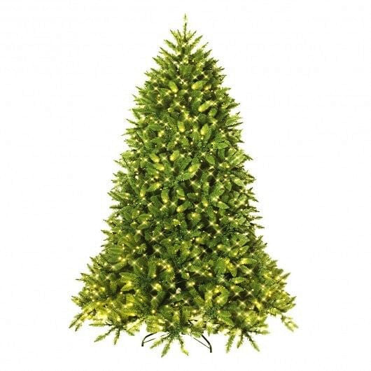 7.5 Feet Artificial Fir Christmas Tree with LED Lights and 1968 Branch Tips-0