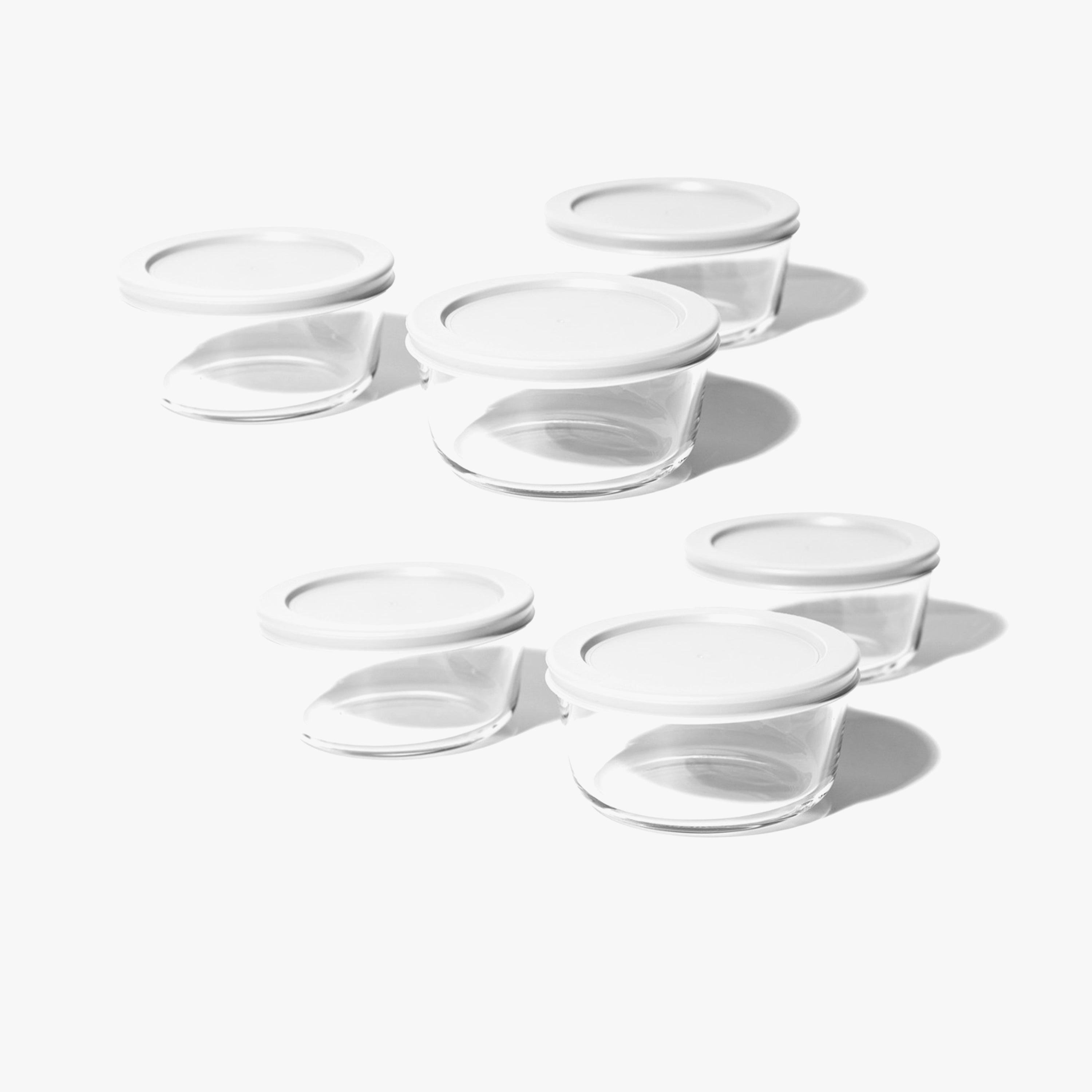 Glass Food Storage Containers - 12 Piece 2 Cup Set (6 Containers + 6 Lids), White-0