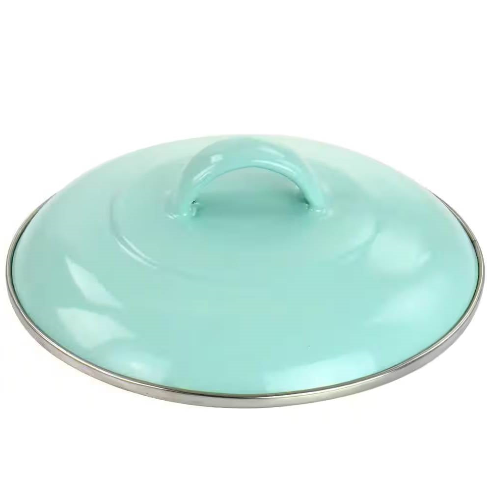 Small 1-Quart Turquoise Enameled Steel Dutch Oven with Lid-4