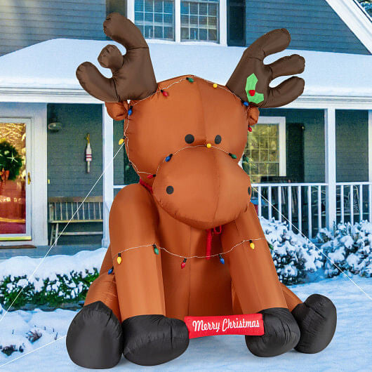 8.5 Feet Tall Christmas Inflatable Reindeer with 24 LED String Lights-3