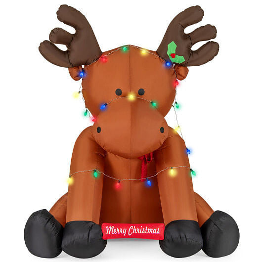 8.5 Feet Tall Christmas Inflatable Reindeer with 24 LED String Lights-4